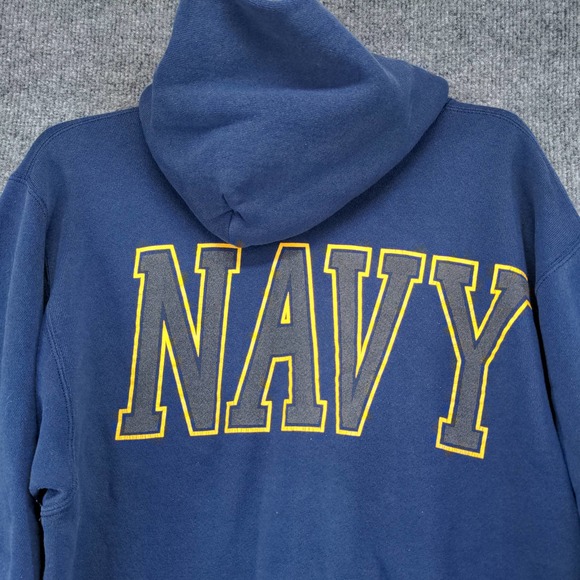 U.S. Navy Mens Pullover Hoodie Blue Size Small Vintage Made USA Graphic Logo - Picture 10 of 15